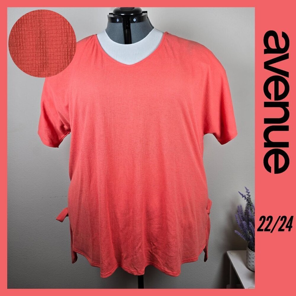 Avenue Coral Textured Top with Side Tie (22/24)